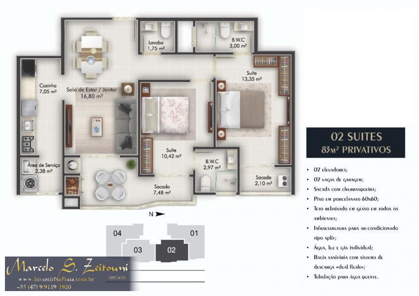 Apartamento com 3 Dormitórios à venda, 102 m² por R$ 529.000,00