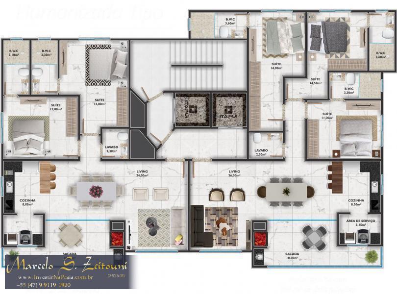 Apartamento com 3 Dormitórios à venda, 114 m² por R$ 728.000,00
