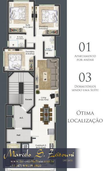 Apartamento com 3 Dormitórios à venda, 93 m² por R$ 590.000,00