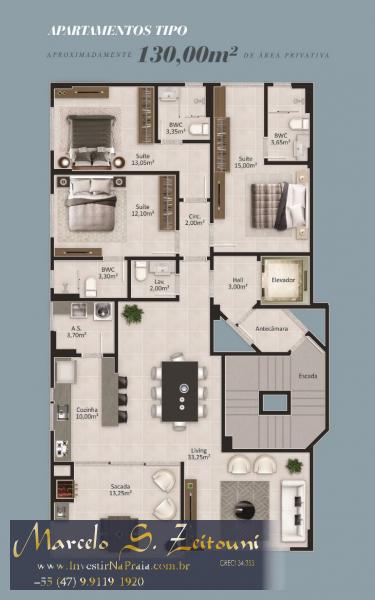 Apartamento com 3 Dormitórios à venda, 130 m² por R$ 765.099,00