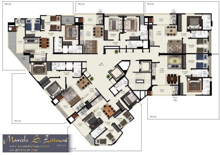 Apartamento com 3 Dormitórios à venda, 69 m² por R$ 365.400,00